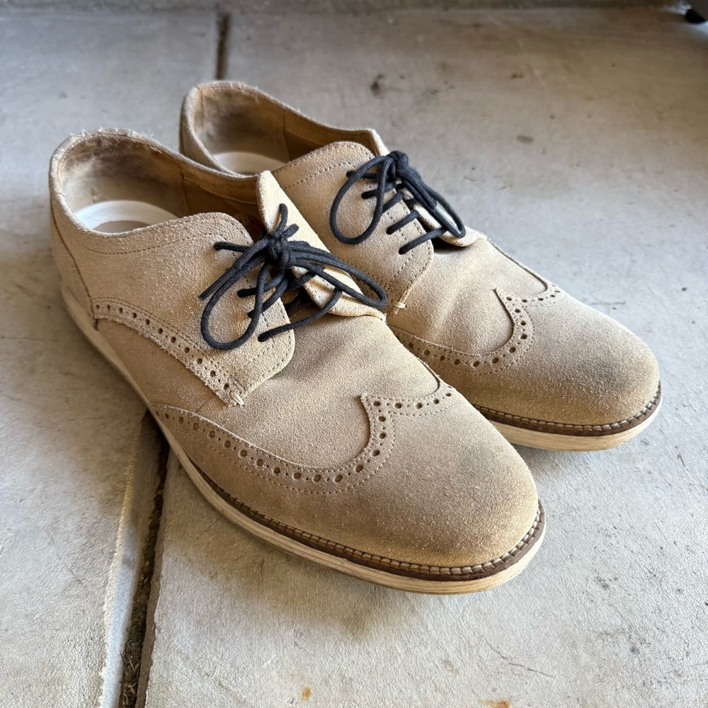 Cole Haan Original Grand Beige Suede Oxford Wingtip